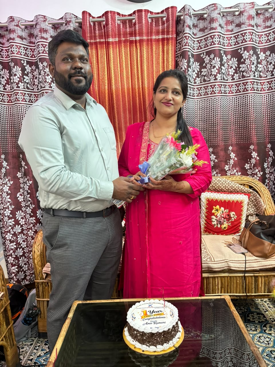 🎉 Anu Ma’am’s 1-Year Work Anniversary – Xavier Financial Services Pvt. Ltd.